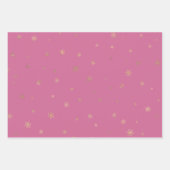 Pink Boysenberry Christmas Gold Snowflakes Inpakpapier Vel (Voorkant 3)