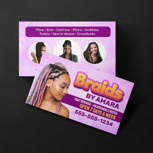 Pink Braids Salon Afrikaanse Haarvlechten Kapsalon Visitekaartje