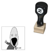 Pink brainwashed puppet pointing rubberstempel (Gestempeld)