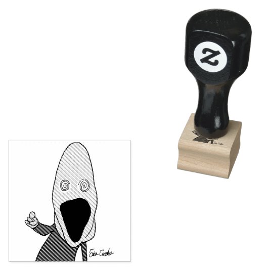 Pink brainwashed puppet pointing rubberstempel (Gestempeld)