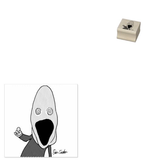 Pink brainwashed puppet pointing rubberstempel (Gestempeld)