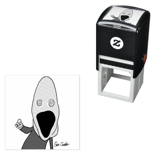 Pink brainwashed puppet pointing  zelfinktende stempel (In situ)