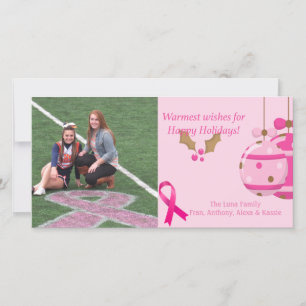 Pink Breast Cancer Awareness Photo Christmas Card Feestdagenkaart