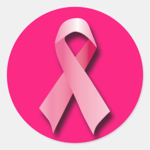 PINK BREAST CANCER RIBBON RONDE STICKER