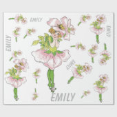 Pink Briar Roos Flower Floral Funny Cute Girl Cadeaupapier (Vlak)