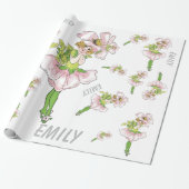 Pink Briar Roos Flower Floral Funny Cute Girl Cadeaupapier (Uitgerold)
