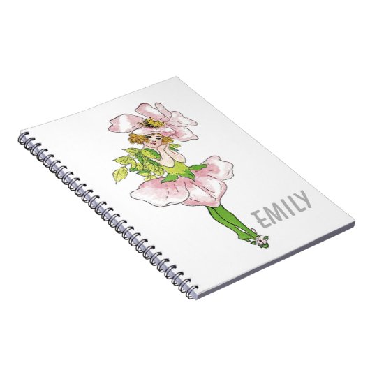 Pink Briar Roos Flower Floral Funny Cute Girl Notitieboek (Rechterzijde)