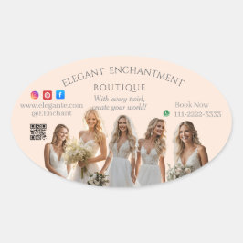 Pink Bridal Bliss Celebrate Love Happiness Wedding Ovale Sticker