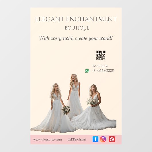 Pink Bridal Bliss Celebrate Love Happiness Wedding Raamsticker (Vel)