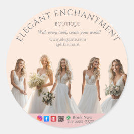 Pink Bridal Bliss Celebrate Love Happiness Wedding Ronde Sticker