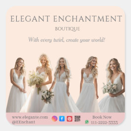 Pink Bridal Bliss Celebrate Love Happiness Wedding Vierkante Sticker