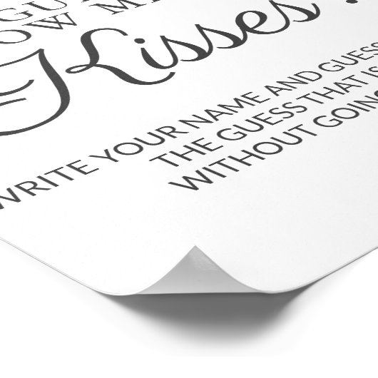 Pink Bridal Shower Guess Kisses Game Poster (Hoek)