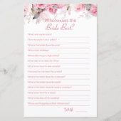 Pink Bridal Shower How well do you know Game Card (Voorkant)
