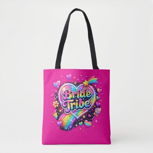 Pink Bride Tribe Bridesmaid Gift All Over Print  Tote Bag (Voorkant)