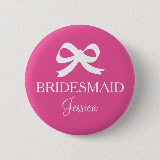Pink bridesmaid badge buttons for wedding party (Voorkant)