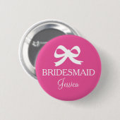 Pink bridesmaid badge buttons for wedding party (Voorkant /achterkant)