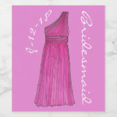 Pink Bridesmaid Bridal Partij Dress Weddatum Wijn Etiket (Enkel label)