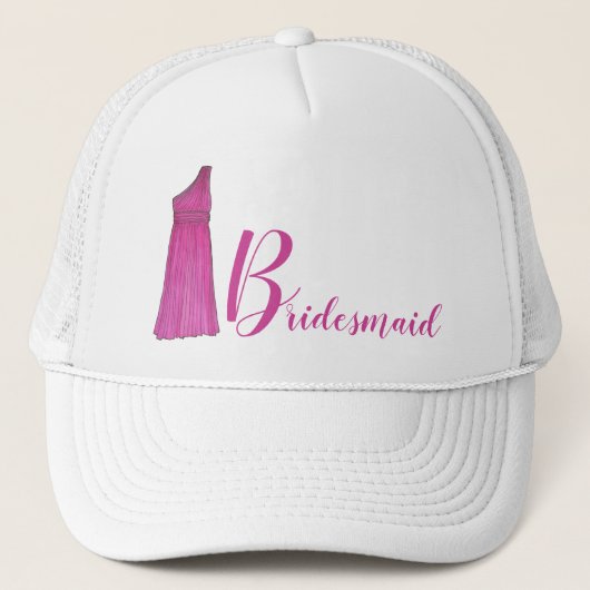 Pink Bridesmaid Bridal Partij Gown Wedding Gift Trucker Pet (Voorkant)