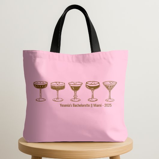 Pink Bridesmaid Espresso Martini Bachelorette Tote Bag