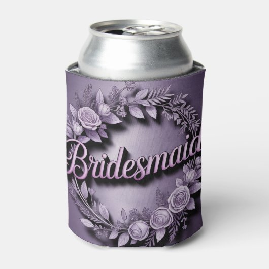 Pink Bridesmaid Script Lavender Can Cooler (Blikje Voorkant)