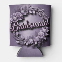 Pink Bridesmaid Script Lavender Can Cooler