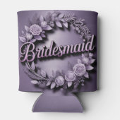 Pink Bridesmaid Script Lavender Can Cooler (Achterkant)