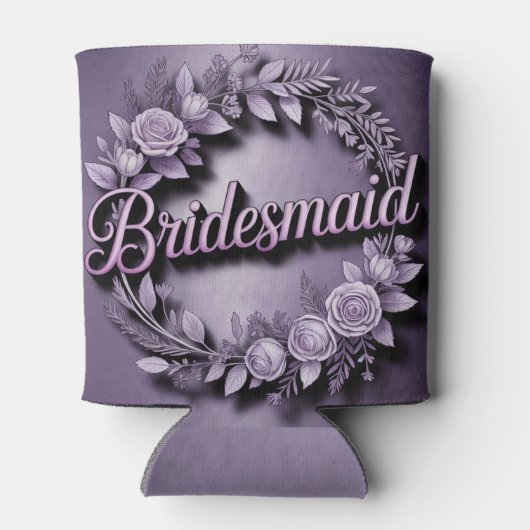 Pink Bridesmaid Script Lavender Can Cooler (Achterkant)