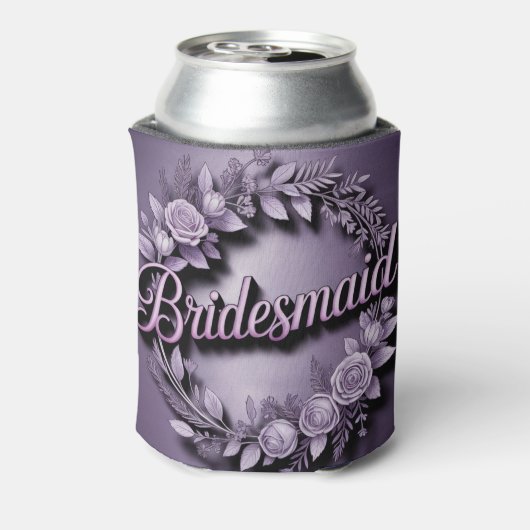 Pink Bridesmaid Script Lavender Can Cooler (Blikje Achterkant)