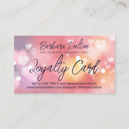 Pink Bright Bokeh Klantenkaartje (Achterkant)