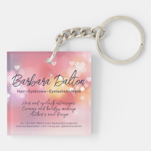 Pink Bright Bokeh Sleutelhanger (Achterkant)