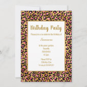 PINK BRIGHT LEOPARD GOLD ALL OCCASION BIRTHDAY KAART (Voorkant)