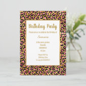 PINK BRIGHT LEOPARD GOLD ALL OCCASION BIRTHDAY KAART (Staand voorkant)