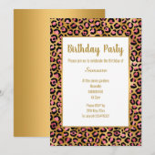 PINK BRIGHT LEOPARD GOLD ALL OCCASION BIRTHDAY KAART (Voorkant / Achterkant)
