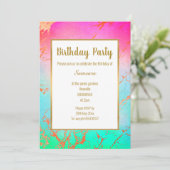 PINK BRIGHT MARBLE GOLD ALL OCCASION BIRTHDAY KAART (Staand voorkant)