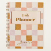 Pink Brown Beige Geometric Daily Planner Cover  (Voorkant)