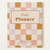 Pink Brown Beige Geometric Daily Planner Cover  (Achterkant)