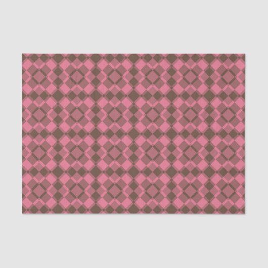 Pink Brown Checker Argyle Pattern Tissuepapier (Voorkant)