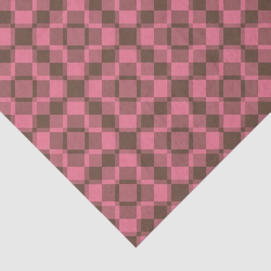 Pink Brown Checker Argyle Pattern Tissuepapier (Detail)