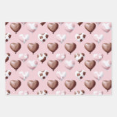 Pink Brown Cocoa Cow Print Hearts Birthday Inpakpapier Vel (Voorkant 3)