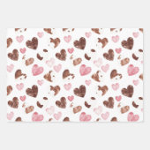 Pink Brown Cocoa Cow Print Hearts Birthday Inpakpapier Vel (Voorkant)