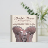 Pink Brown Corset Vrijgezellenfeest Kaart (Staand voorkant)