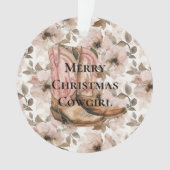 Pink Brown Cowgirl Boots Floral Christmas Ornament (voorkant)