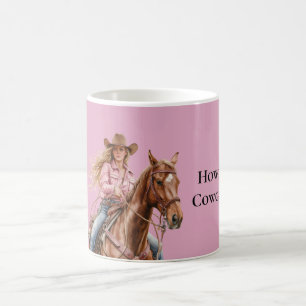 Pink Brown Cowgirl Southwestern Horse Blond Koffiemok