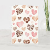 Pink Brown Cream Leopard Animal Hearts Birthday Kaart (Achterkant)