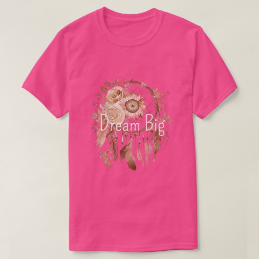 Pink Brown Floral Dream Catcher T-shirt (Design voorkant)