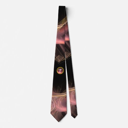 PINK BROWN FRACTAL WAVES, SWIRLS, GEM MONOGRAM STROPDAS (Voorkant)