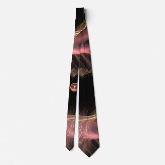 PINK BROWN FRACTAL WAVES, SWIRLS, GEM MONOGRAM STROPDAS (Achterkant)