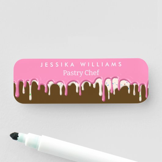 Pink Brown Frosting Drip Bakery Naamplaatje (In situ)