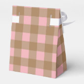 Pink & Brown Gingham Shower Thank You Favor Box Bedankdoosjes (Achterkant)