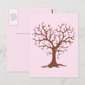 PINK BROWN HEART TREE SPRING LOVE CUTE GRAPHICS PO BRIEFKAART (Voorkant / Achterkant)